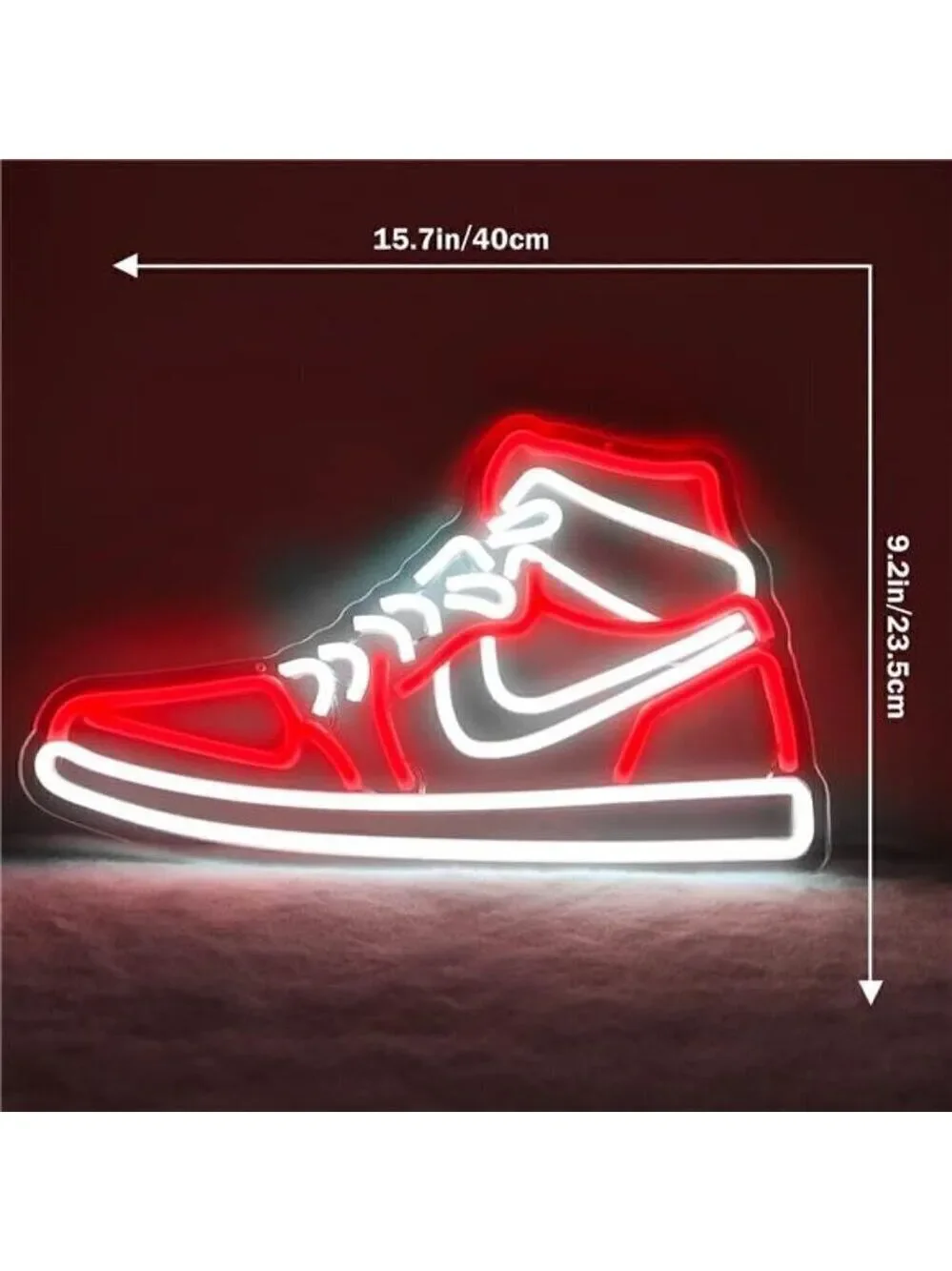 Nike Jordan Air 1 Mid Red White Sneaker Neon Sign Sports Shoe Wall LED Lights